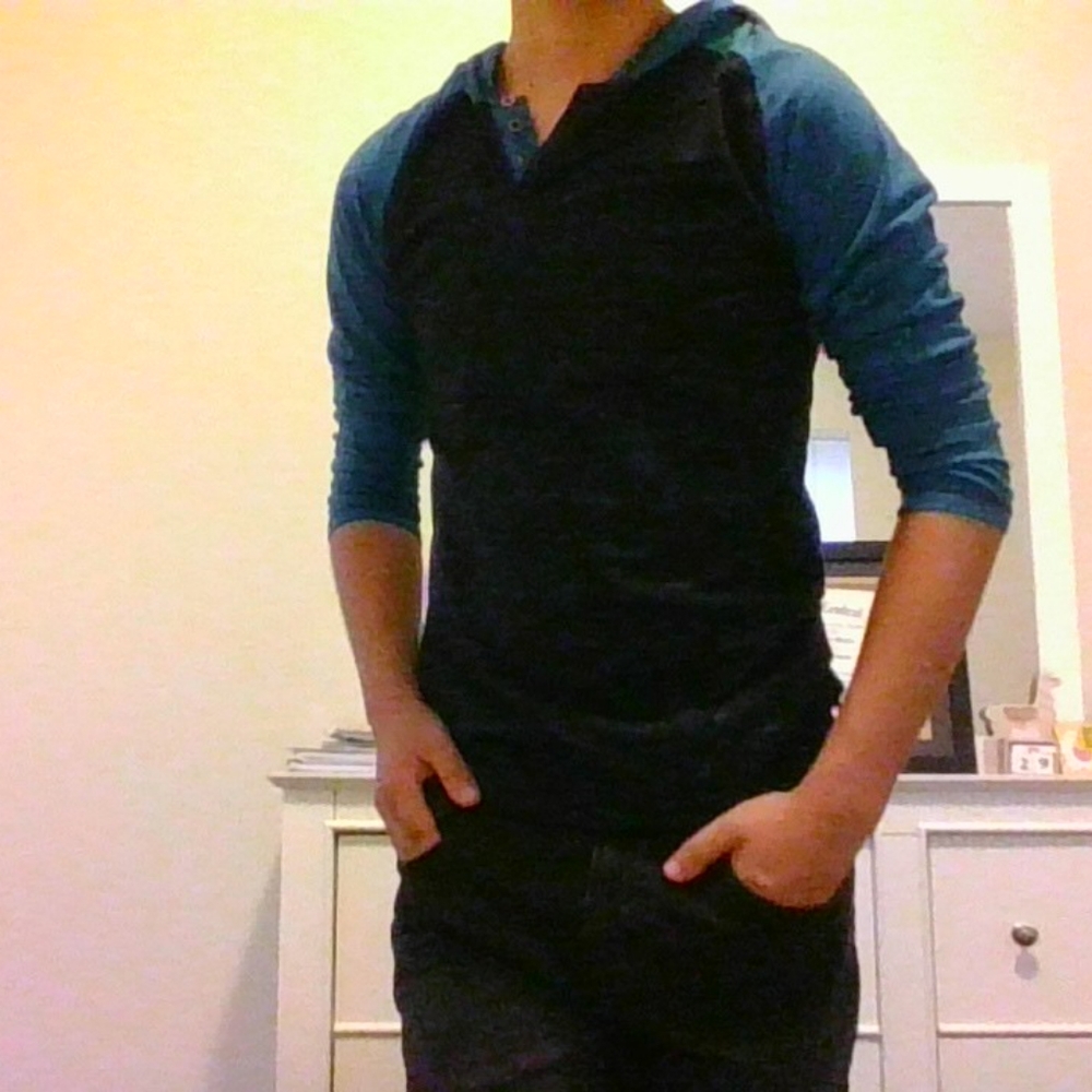 Mens light sweater with hood
